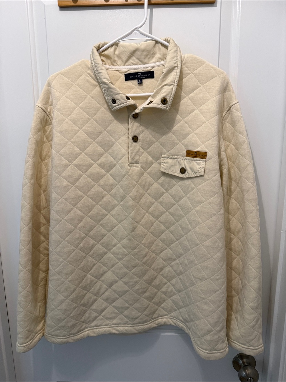 Simply Southern Cream Quilted Snap-Front Pullover